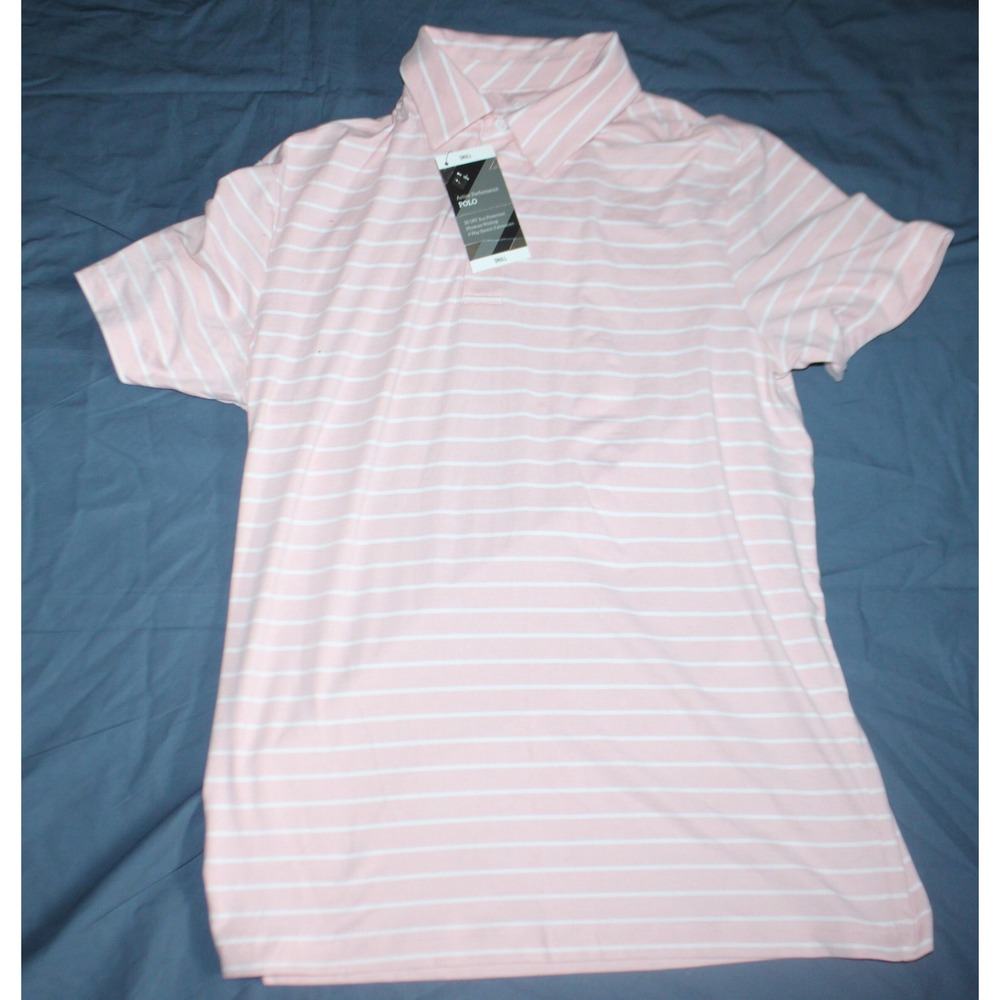 New Members Mark Active Polo Size Small Men pink stripe